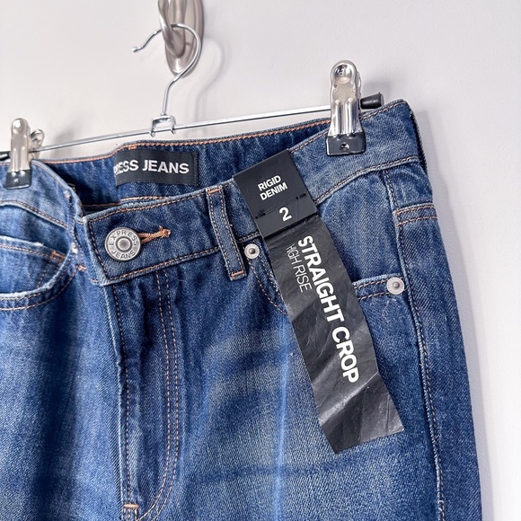 Express Straight Crop High Rise Rigid Denim Jeans - Picture 2 of 5